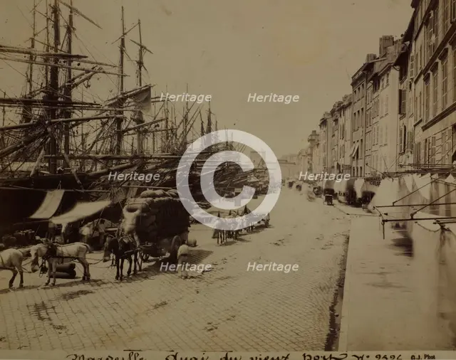 Street along the waterfront, Marseille Old Port, between 1870-1890. Creator: Unknown.