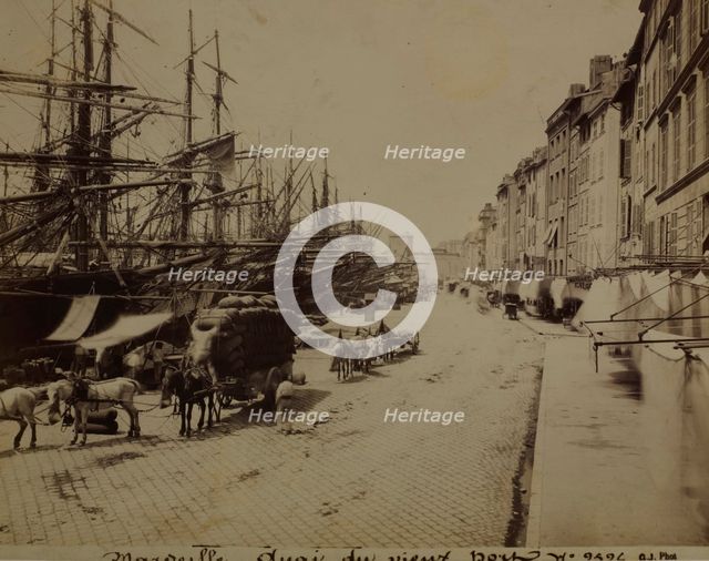 Street along the waterfront, Marseille Old Port, between 1870-1890. Creator: Unknown.