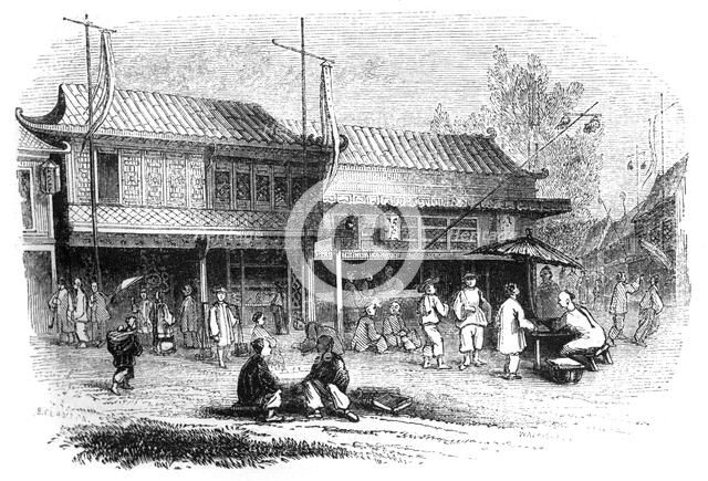 'Street and shops in Pekin', 1847.Artist: Walmsley
