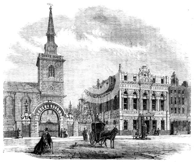 Street architecture - St. James's new vestry hall, Piccadilly, 1862. Creator: Unknown.