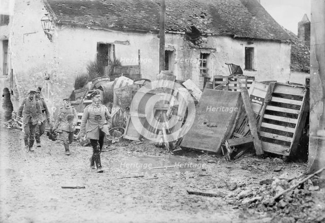 Street barricade in French town, between 1914 and c1915. Creator: Bain News Service.
