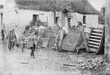 Street barricade in French town, between 1914 and c1915. Creator: Bain News Service
