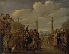 Street Comedians on the Square, mid-late 17th century. Creator: Matteo Ghidoni