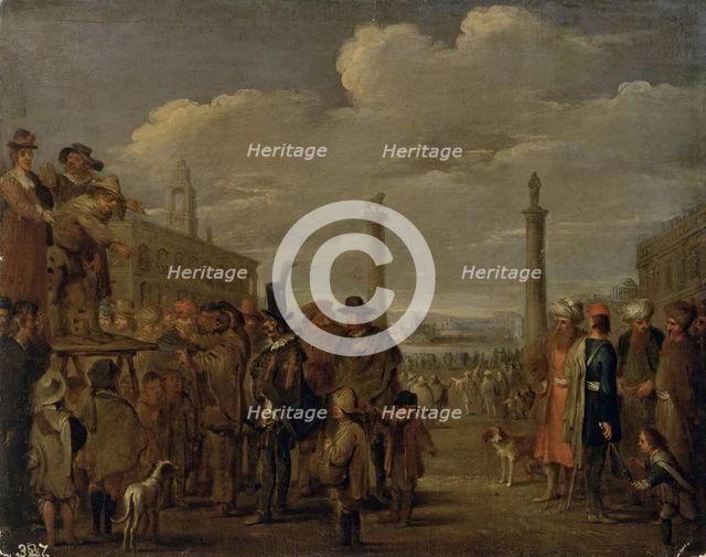 Street Comedians on the Square, mid-late 17th century. Creator: Matteo Ghidoni.