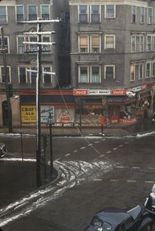 Street corner, Brockton, Mass., 1941. Creator: Jack Delano