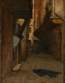 Street fight in a Venetian alley, 1887. Creator: August von Pettenkofen