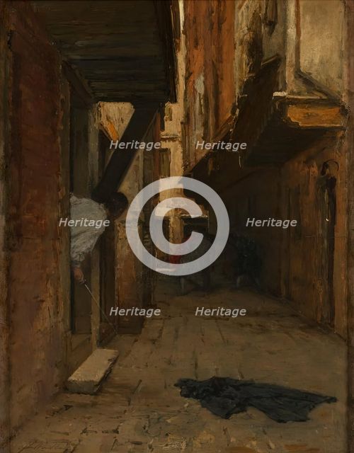 Street fight in a Venetian alley, 1887. Creator: August von Pettenkofen.