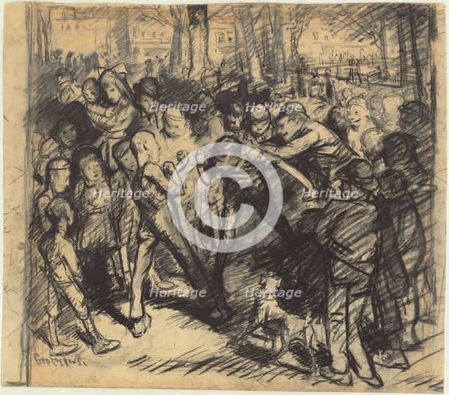 Street Fight [recto], 1907. Creator: George Wesley Bellows.