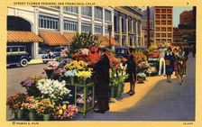Street flower vendors, San Francisco, California, USA, 1932