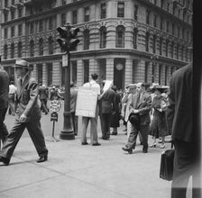 Street hawker selling Consumer's..., 42nd Street and Madison Avenue, New York City, 1939. Creator: Dorothea Lange