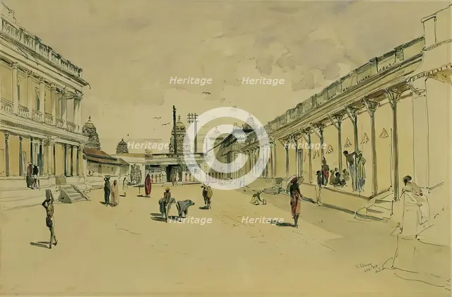 Street in Madras with a temple, 1858. Creator: Joseph Selleny.
