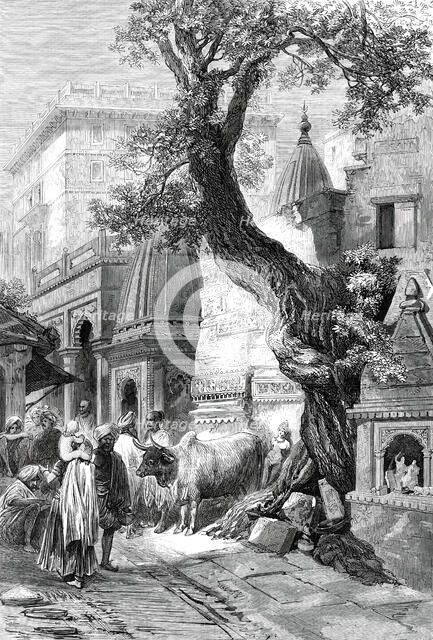 Street in Benares, from a sketch by of our special artists, 1876. Creator: Unknown.