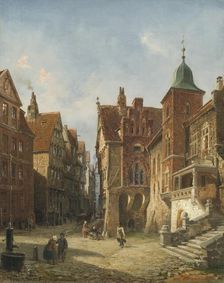 Street in Hamburg. Study in Architecture, 1870. Creator: Wilhelm von Hanno