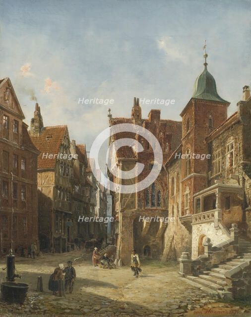 Street in Hamburg. Study in Architecture, 1870. Creator: Wilhelm von Hanno.
