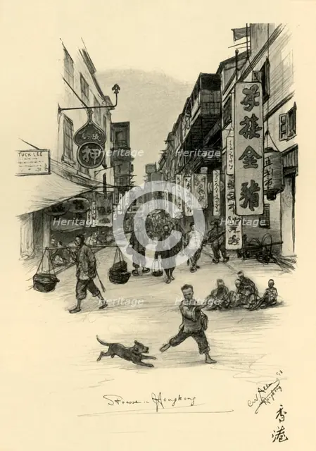 Street in Hong Kong, 1898.  Creator: Christian Wilhelm Allers.