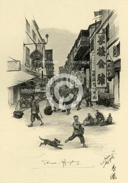 Street in Hong Kong, 1898.  Creator: Christian Wilhelm Allers.