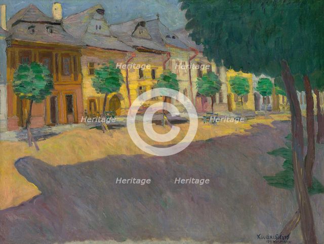 Street in Kezmarok, 1911. Creator: Konstantín Kövári-Kacmarik.