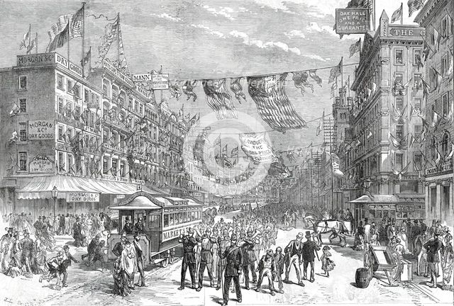 Street in Philadelphia  on the Opening Day of the American Centennial Exhibition...1876. Creator: C.R..