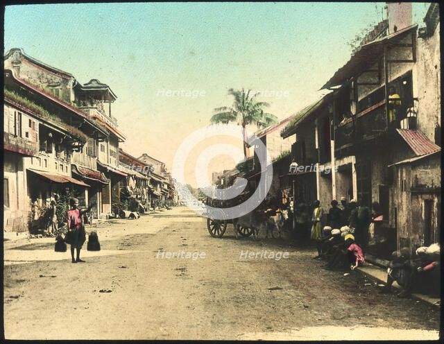 Street in Rangoon, Burma, late 19th or early 20th century. Artist: Unknown