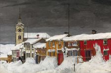 Street in Roros in Winter, 1903. Creator: Harald Sohlberg