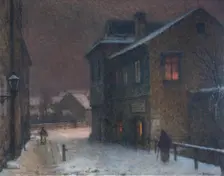 Street in snow, 1907-1909. Artist: Schikaneder, Jakub (1855-1924)