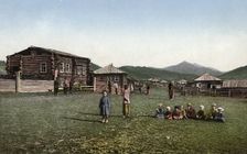 Street in the Village of Chyorny Anuy; Russian Children, 1911-1913. Creator: Sergei Ivanovich Borisov