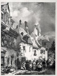 Street in the Outskirts of Besançon, France, 1827. Creator: Richard Parkes Bonington (British, 1802-1828)