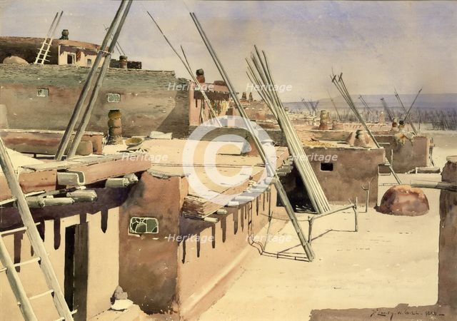 Street in the Pueblo of Zuni, New Mexico, 1888. Creator: De Lancey Gill.