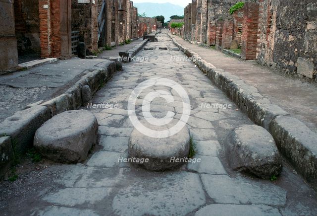 Street in the Roman town of Pompeii, 1st century. Creator: Unknown.