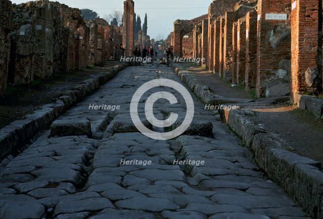 Street in the Roman town of Pompeii, 1st century. Creator: Unknown.