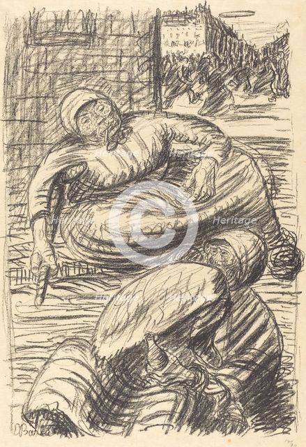 Street in Warsaw, published 1915. Creator: Ernst Barlach.