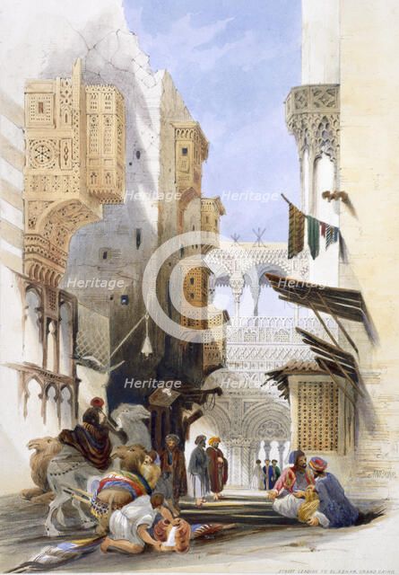 'Street Leading to El Azhar, Grand Cairo', Egypt, 1846. Artist: A Margaretta Burr