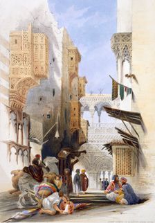 Street Leading to El Azhar, Grand Cairo Egypt, 1846. Creator: A Margaretta Burr