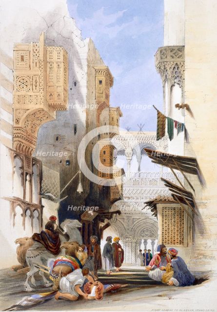 'Street Leading to El Azhar, Grand Cairo', Egypt, 1846. Creator: A Margaretta Burr.