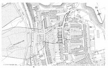 Street plan of Aberfan showing extent of flow into village and damage to property, 1967. Creator: Unknown