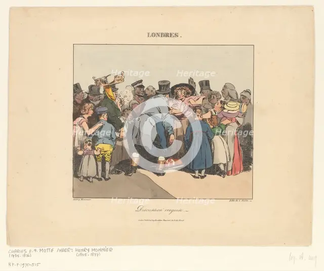 Street quarrel in London, 1826. Creator: Henry Bonaventure Monnier.