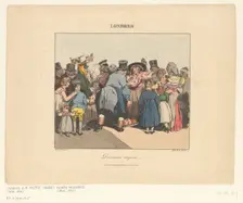 Street quarrel in London, 1826. Creator: Henry Bonaventure Monnier