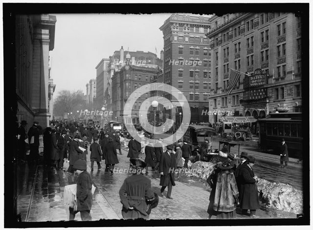 Street scene near Keith's Theater, Washington, D.C., between 1913 and 1918. Creator: Harris & Ewing.