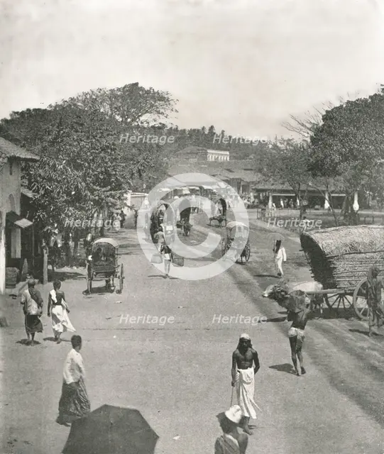 Street scene near the Town Hall, Colombo, Ceylon, 1895.  Creator: W & S Ltd.