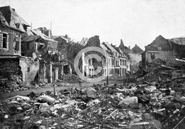 Street scene after the fall of Peronne, France, First World War, 1917, (c1920). Artist: Unknown