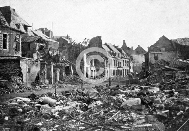 Street scene after the fall of Peronne, France, First World War, 1917, (c1920). Artist: Unknown