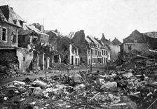 Street scene after the fall of Peronne, France, First World War, 1917, (c1920)