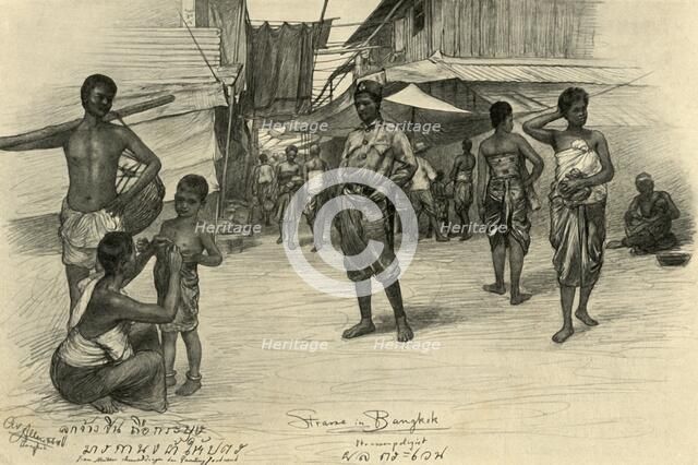 Street scene, Bangkok, Siam, 1898.  Creator: Christian Wilhelm Allers.