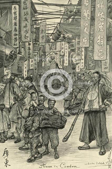 Street scene, Canton, China, 1898.  Creator: Christian Wilhelm Allers.