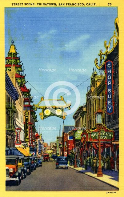 Street scene, Chinatown, San Francisco, California, USA, 1932. Artist: Unknown
