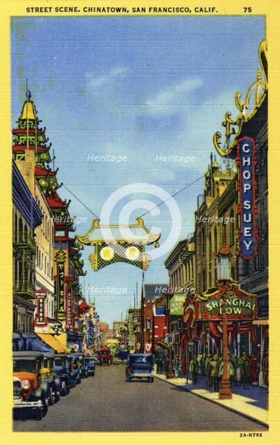 Street scene, Chinatown, San Francisco, California, USA, 1932. Artist: Unknown