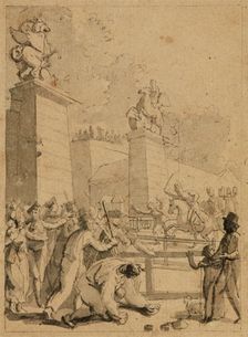 Street scene during the revolution, c. 1800
