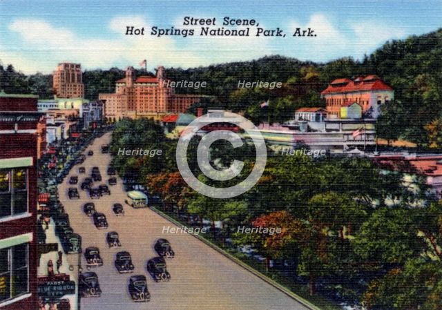 Street scene, Hot Springs National Park, Arkansas, USA, 1940. Artist: Unknown
