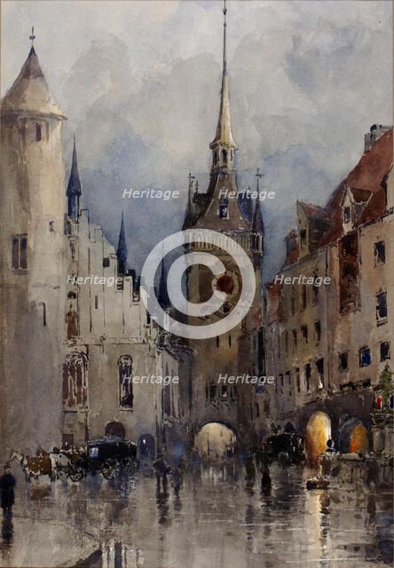 Street Scene in Munich, 1880. Creator: Ross Turner.