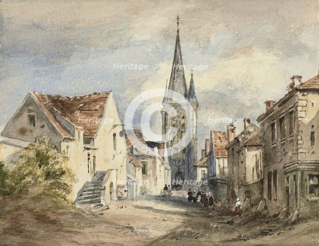 Street Scene in Northern France, c. 1840. Creator: Ambrose Poynter I.